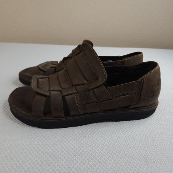Vintage 90s Grunge Mens 12 Sandals Brown Fishman Simple Brand Lug Soles